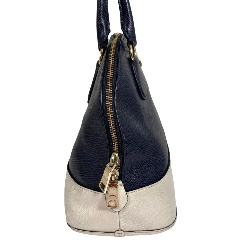 COACH Cora Crossgrain Domed Satchel F34491 Midnight/Chalk + Hang Tag *NO STRAP - Picture 6 of 13